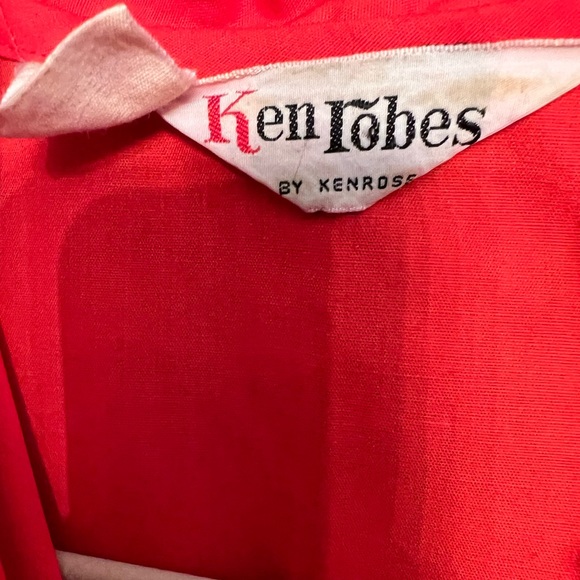 Vintage KENROSE Ken Robes Size 12 Embroidered Red Lounge Day Dress Robe Zip Up - Picture 8 of 16